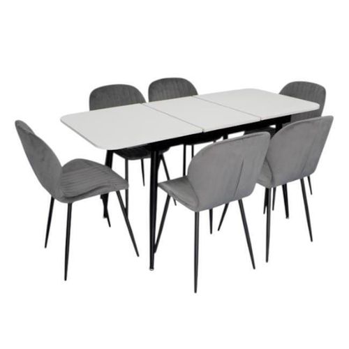 купить Комплект стол и стулья Evelin di Costacurta стол DT-531R B + 6 стульев YTC-064B Blu-14 (Dark grey) в Кишинёве 