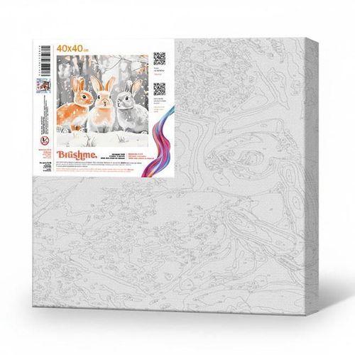 cumpără Tablou pe numere BrushMe SBS028 40x40cm Eco, Iepurasi in hainute de iarna în Chișinău 