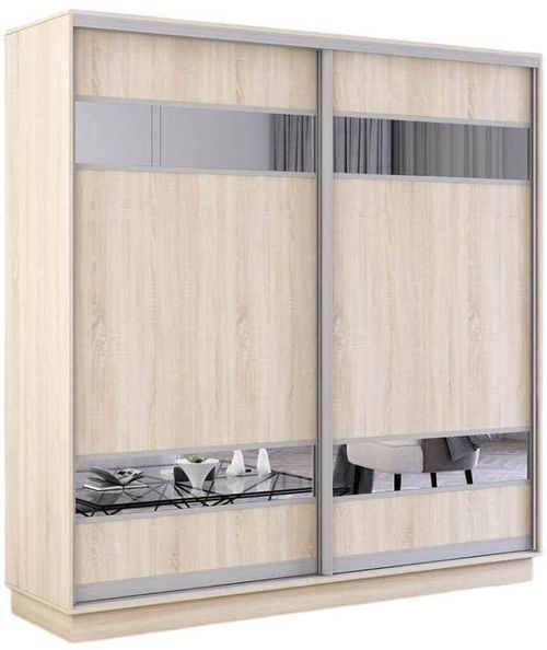 купить Шкаф Mobildor-Lux Fox uși glisante din PAL cu elemente din oglindă (200x60x200H cm) Sonoma в Кишинёве 