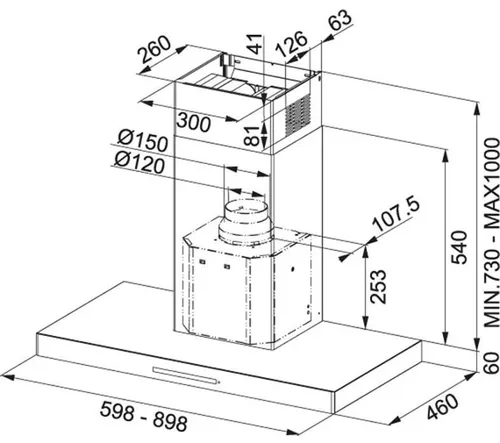 купить Вытяжка Franke 325.0653.923 FCR 625 TC BK/XS NG в Кишинёве 