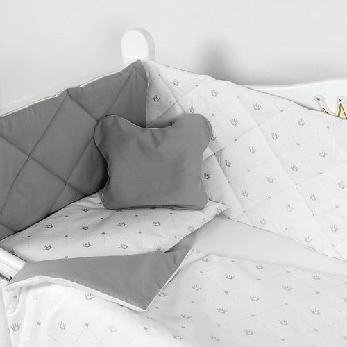 купить Детское постельное белье PernaMea Set lenjerie 8 piese Coronita Gri (PM.102145/2) в Кишинёве 