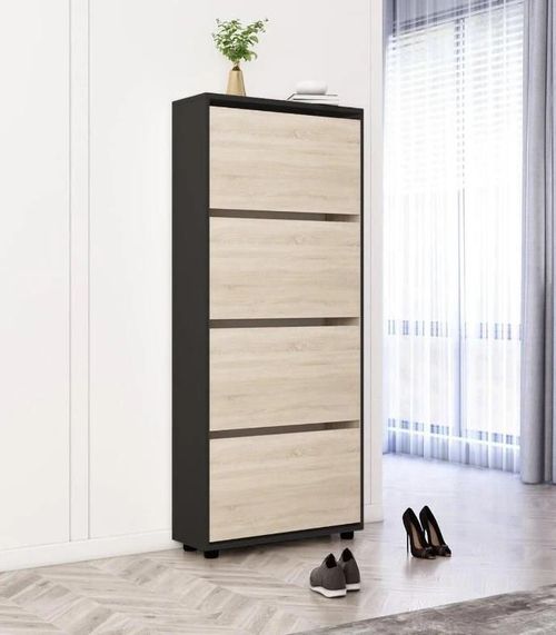 купить Полка для обуви Mobildor-Lux Leo Slim 50x16x164H cm Anthracite/Sonoma в Кишинёве 