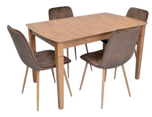 купить Комплект стол и стулья Evelin di Costacurta стол HV-27V Light Brown + 4 стула YTC-080Wo Bluvel-38 в Кишинёве 