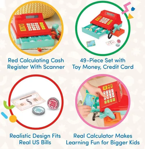 купить Игрушечная кухня и посуда Battat BT4681Z Casa de marcat cu scanner, rosu, 60383 в Кишинёве 