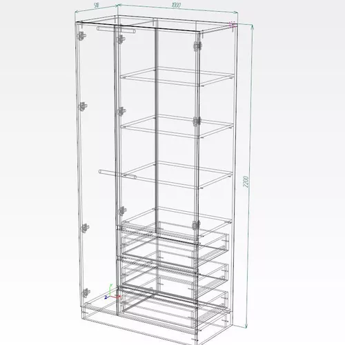 купить Шкаф Smartex (15861) N15 100cm Alb+Kashemir в Кишинёве 