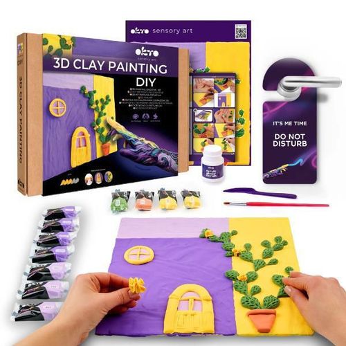 купить Набор для творчества Okto 10065 Tablou 3D cu plastilină aerată Air Clay 30x30сm: Amiază de Lavandă в Кишинёве 