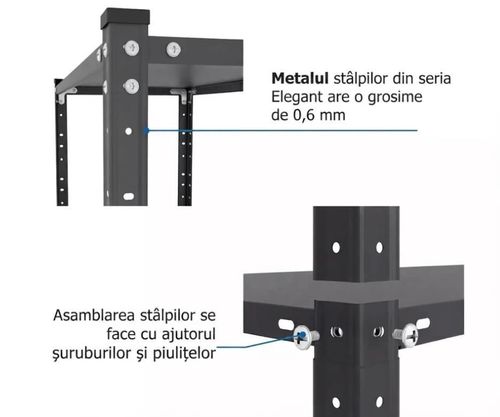 cumpără Raft de depozitare Nex Home Raft metalic Elegant 1840x950x440 mm, 5 rafturi metal, antracit în Chișinău 