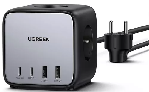 купить Удлинитель электрический Ugreen 60113 DigiNest Cube 65W 3xSoket, 2xUSB-A, 2xUSB-C, GaN, 3680W CD268, 1.8m, Black в Кишинёве 