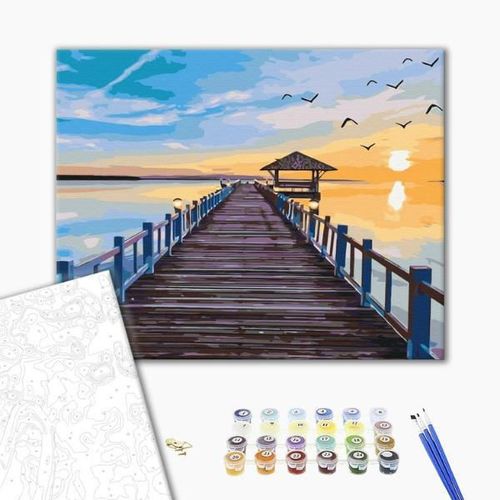 cumpără Tablou pe numere BrushMe RBS631FC 30x40cm (fără cutie) Pod spre apus de soare în Chișinău 