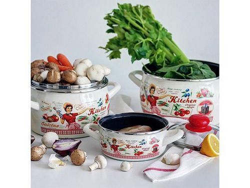 купить Кастрюля Metalac 51704 эмалированная Kitchen 24cm, 7.5l, крышка стекло в Кишинёве 