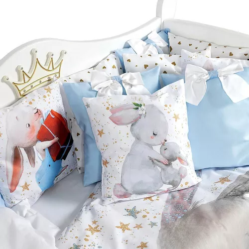 купить Детское постельное белье PernaMea Set lenjerie 8 piese Premium Iepuras albastru (PM.105896/8) в Кишинёве 