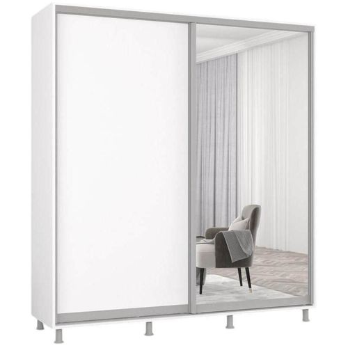 купить Шкаф Mobildor-Lux Арон с раздвижными дверцами из зеркала и ДСП (190x60x230H см) Brilliant White в Кишинёве 