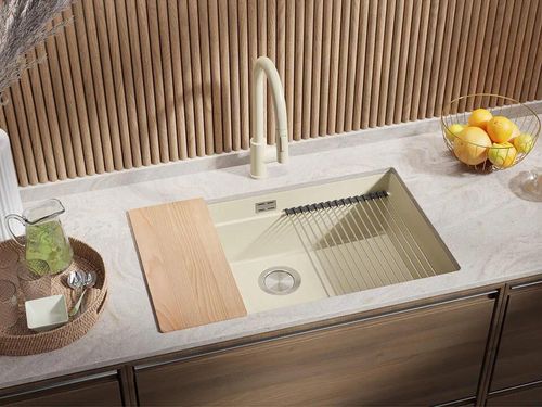 cumpără Chiuvetă bucătărie Primagran Prague 80 Level Undermount Beige + accesorii 470x760 MP8KB#P în Chișinău 