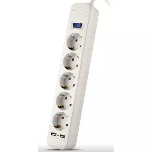 cumpără Filtru electric Sven SF-05LU, 5 Sockets + 2 USB (2,4 A), 3.0m, White în Chișinău 