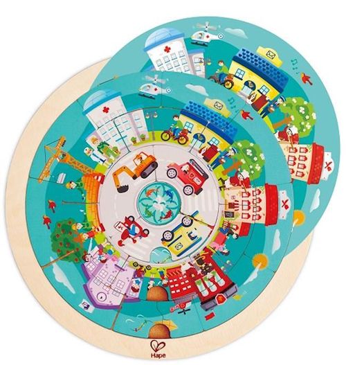 купить Головоломка Hape E1624 Puzzle rotund cu doua fete și meserii в Кишинёве 