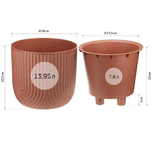 купить Цветочный горшок Idea М3263 Ramona D280mm, 7.8L, cu insertie в Кишинёве 