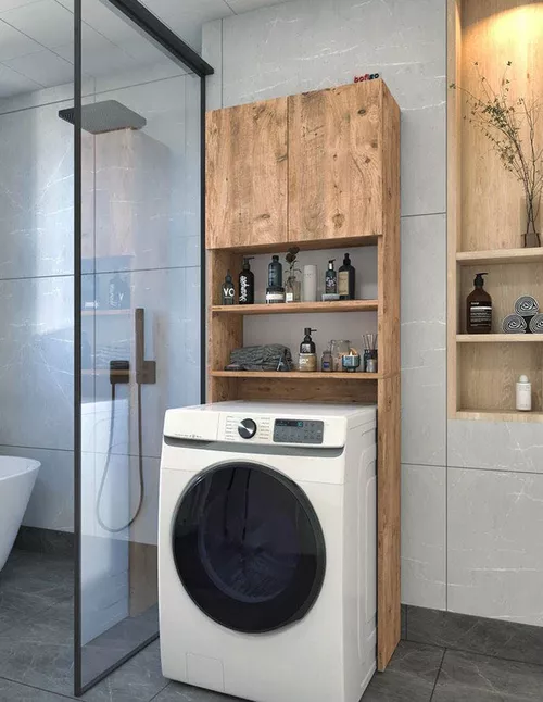 купить Шкаф-пенал Nex Home Для стиральной машины, 2 двери, 65x27x190 см, Дуб (12-03-02) в Кишинёве 