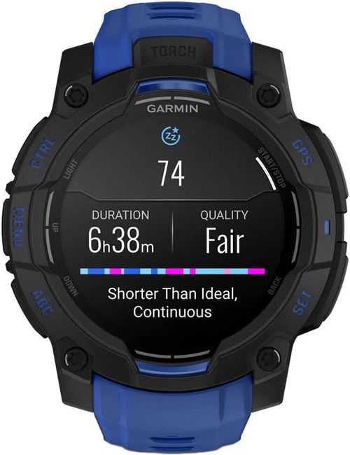 купить Смарт часы Garmin Instinct 3 – 45 mm, AMOLED, Black with Bolt Blue Band в Кишинёве 