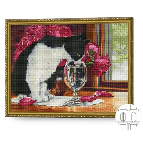 купить Картина по номерам Art Gallery QB203479 Mozaic cu diamante patrate 40x50cm Pisica aristocrata в Кишинёве 