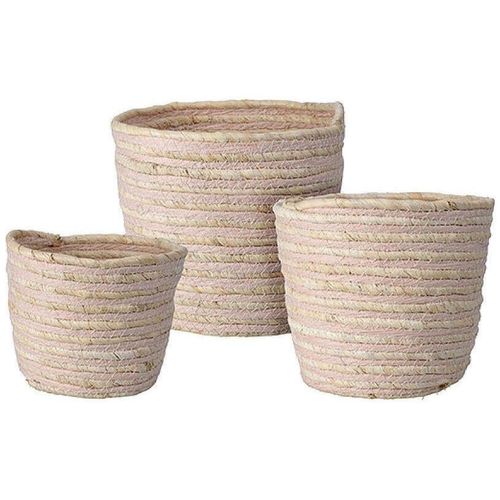 cumpără Cutie depozitare H&S 51292 Cosuri impletite 3buc (17X15, 20X18, 23X21cm) natural, dungi roz în Chișinău 