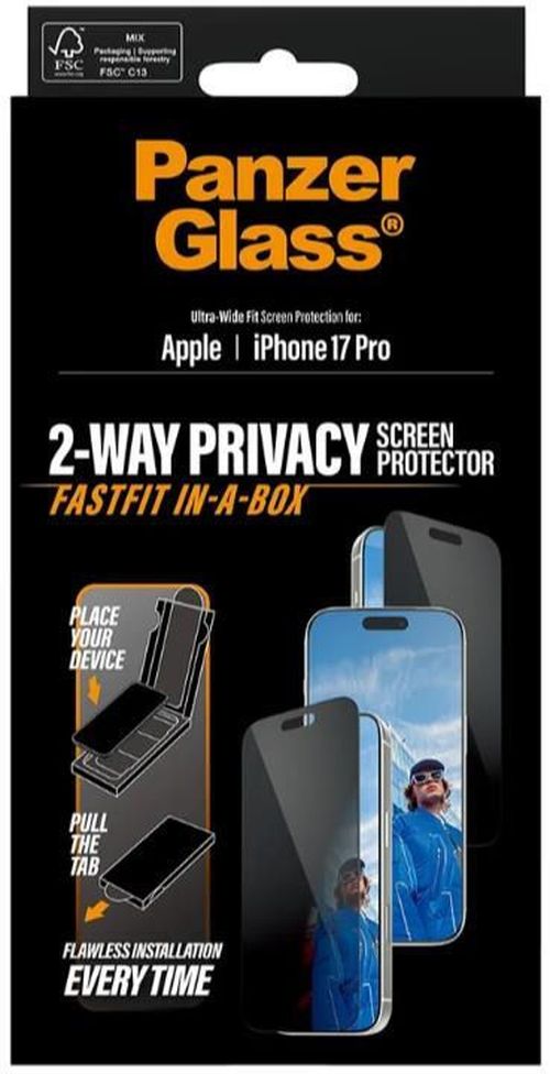купить Стекло защитное для смартфона PanzerGlass iPhone 17 Pro / Ultra-Wide Fit w. Fastfit IN-A-BOX, Privacy (PG_PG74453) в Кишинёве 