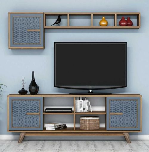 cumpără Set mobilă living Trendy Ayla, Nuc, Albastru 160x56x35cm în Chișinău 