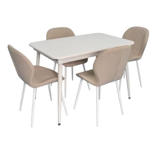 купить Комплект стол и стулья Evelin di Costacurta стол DT-531R Wh + 4 стула YTC-064Wh Bjorn-24 (Light beige) в Кишинёве 