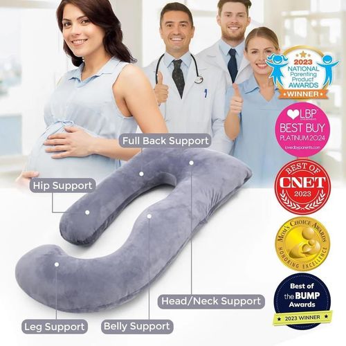 cumpără Pernă pentru gravide și mame care alăptează Momcozy PP101-GR00NB-E Perna pentru gravide in forma de U Velvet Dark Grey în Chișinău 