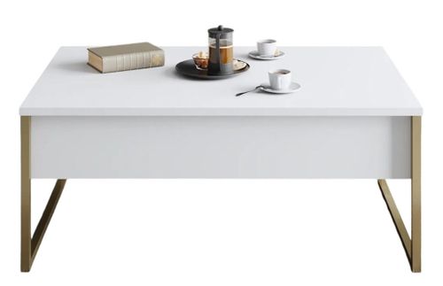 купить Журнальный столик Trendy Lux, alb, auriu 90x40x60cm в Кишинёве 