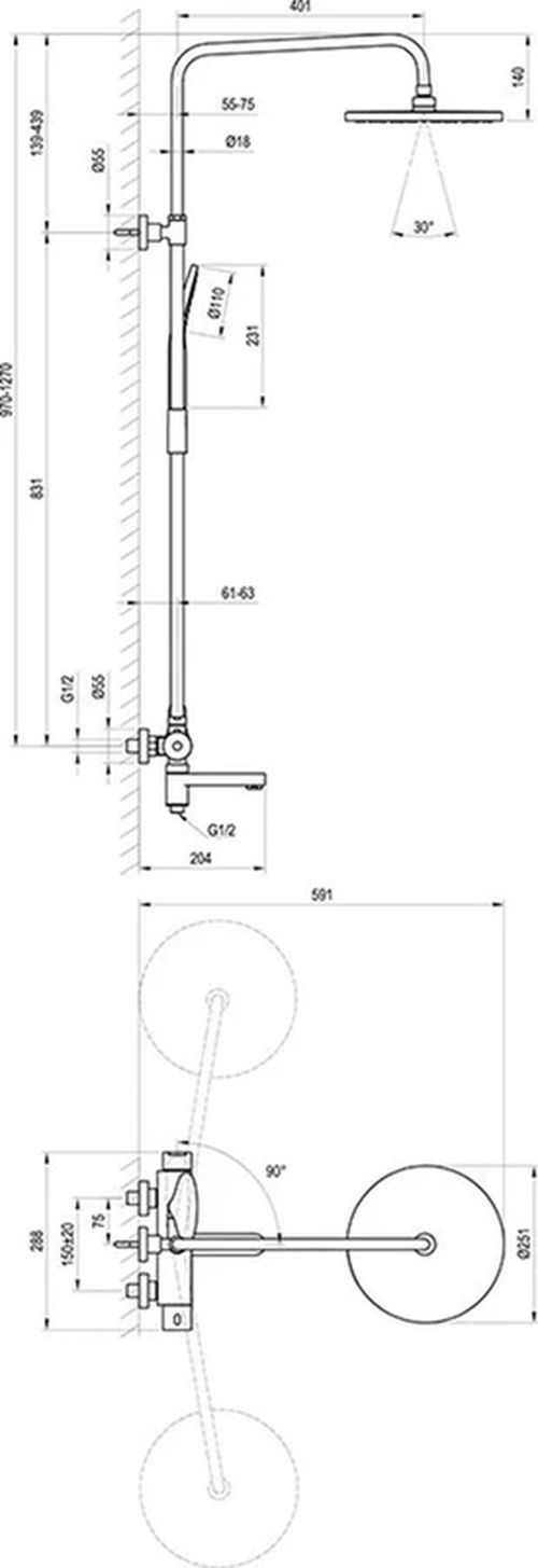 купить Душевая панель Ravak DS cu pipa chrome DS 092.00 (X07P642) в Кишинёве 