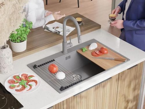 купить Мойка кухонная Primagran Oslo 80 Top Grey + accesorii 530x780 MOMKS в Кишинёве 