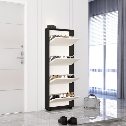 купить Полка для обуви Mobildor-Lux Leo Slim 100x16x164H cm Anthracite/White в Кишинёве 