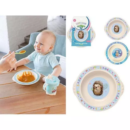 cumpără Seturi pentru hrănire bebelușilor Бытпласт 45681 Тарелка детская глубокая 20cm Пластишка, голубая în Chișinău 