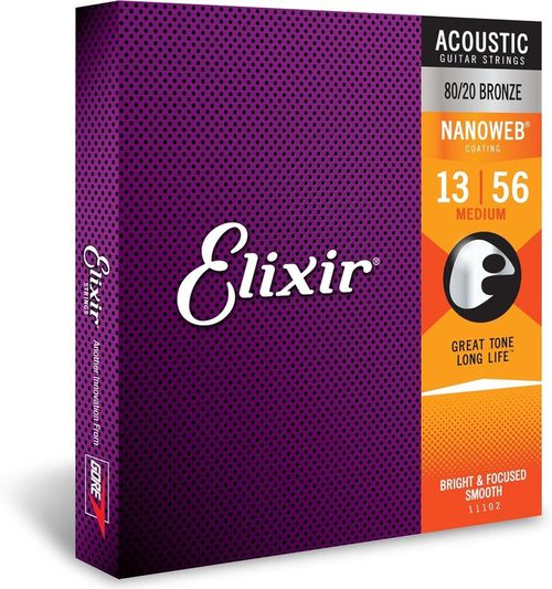 купить Струна для музыкального инструмента Elixir Nanoweb Acoustic Bronze Medium 11102 в Кишинёве 