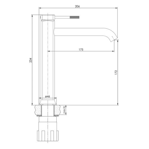 Baterie alungită pentru lavoar IMPRESE BRENTA, crom, 25 mm 