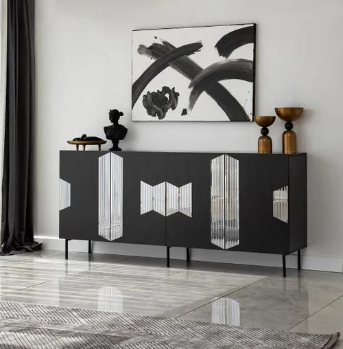 cumpără Comodă Trendy Viena, Negru, Fume (GTR001222) în Chișinău 