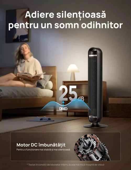 купить Вентилятор напольный DREO Nomad DR-HTF014, 8 viteze, 4 moduri, telecomanda, negru в Кишинёве 