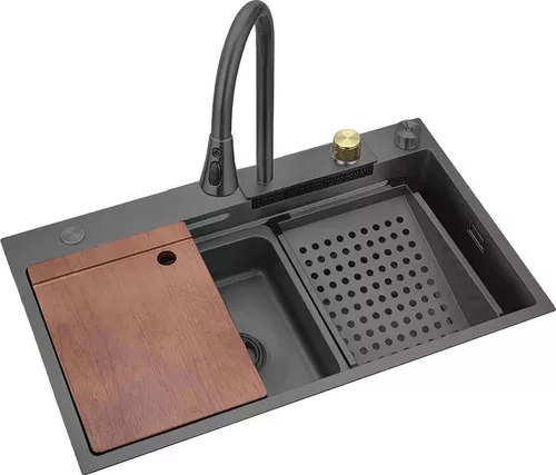 cumpără Chiuvetă bucătărie Fabiano 75x46 1.0 FB BLACK Set(7in1) în Chișinău 