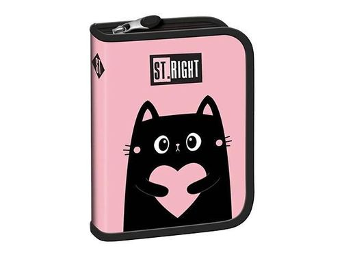 купить Школьный пенал St.RIGHT 57818 Penar 1zip, 20.5x14x3.5cm, Purrfect Love, textil в Кишинёве 