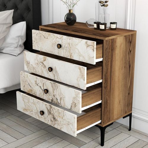 купить Комод Trendy Lizbon 538-Nuc, Alb 76x90x40cm (GTR001658) в Кишинёве 