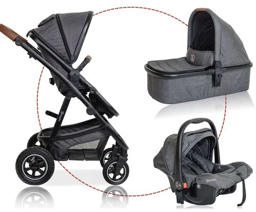 Carucior 3 in 1 BabyGo Simplex Grey Melange 