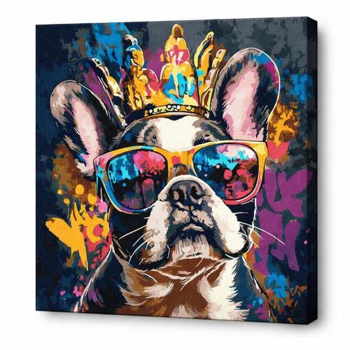 купить Картина по номерам Ideyka KHO6706 40x40cm Eco, Bulldog aprins в Кишинёве 