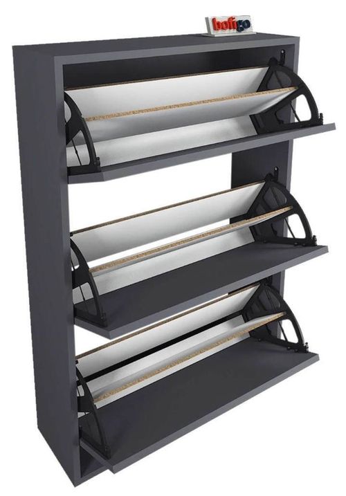 купить Полка для обуви Nex Home Полка для обуви, 3 отделения, 74x24x111 см, Антрацит (18-03-08) в Кишинёве 