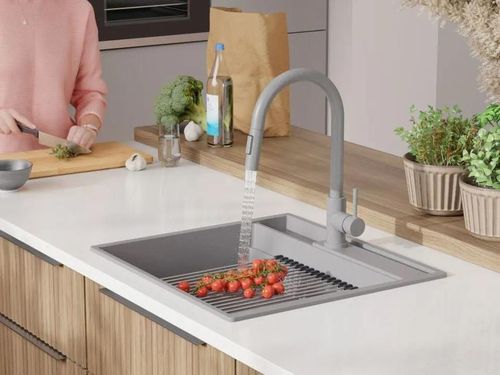 cumpără Chiuvetă bucătărie Primagran Oslo 60 Pocket Multilevel Grey + accesorii 530x580 MOCKG în Chișinău 