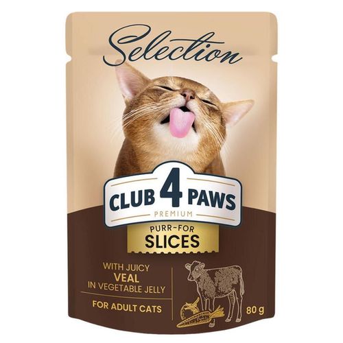 купить Корм для питомцев CLUB 4 PAWS 24231019 Plic pisici vitel-legume jeleu 12x80g LT в Кишинёве 