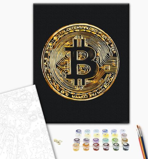 купить Картина по номерам BrushMe BS53975FC 40х50cm (fără cutie) Bitcoin в Кишинёве 