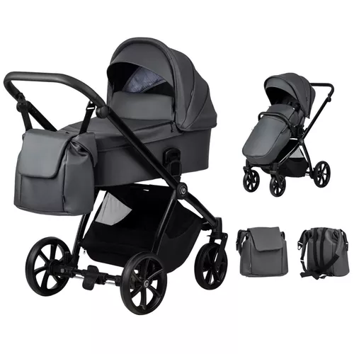 cumpără Сărucior pentru copii Tutis 2in1 MIO PLUS Leather 2/1 Dark Grey 021 (1232021) în Chișinău 