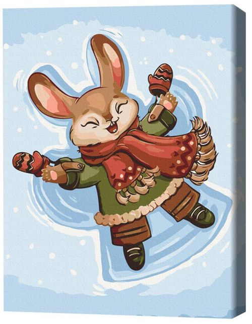 купить Картина по номерам BrushMe RBS1017FC 30x40 сm (fără cutie) Iepuraș de zăpadă в Кишинёве 