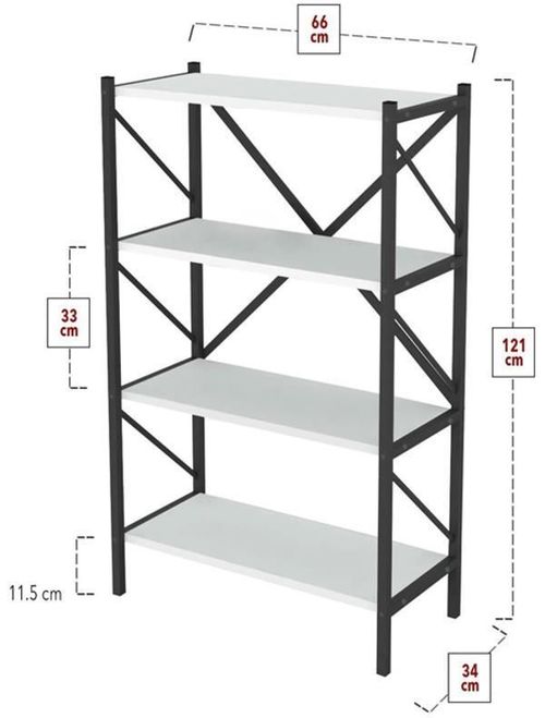 купить Офисный стеллаж Fabulous 4 Shelves Metal (White/Black) в Кишинёве 