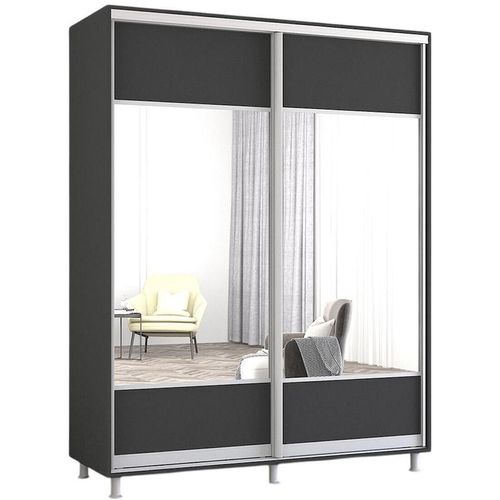 cumpără Dulap Mobildor-Lux Aron-P uși glisante din PAL cu oglindă orizontal (170x60x210H cm) Anthracite în Chișinău 